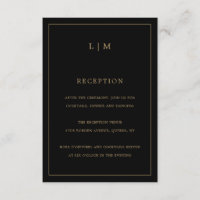 Simple Boda Elegante en Monograma Negro y Oro