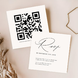 Tarjeta De Recepción Simple Boda Minimalista Moderna Rsvp Con Código QR
