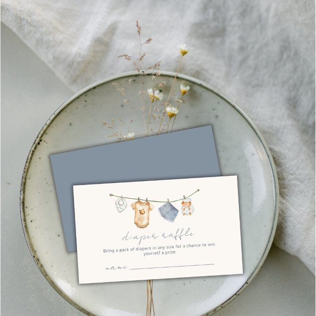 Tarjeta De Recepción Simple Boho Clothesline Diaper Raffle Baby Shower (Simple Boho Clothesline Diaper Raffle Baby Shower Enclosure Card)
