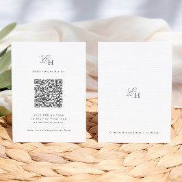 Tarjeta De Recepción Simple Boho Minimalista Monograma QR RSVP Boda