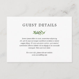 Tarjeta De Recepción Simple Boho Rústico Greenery Detalles Boda