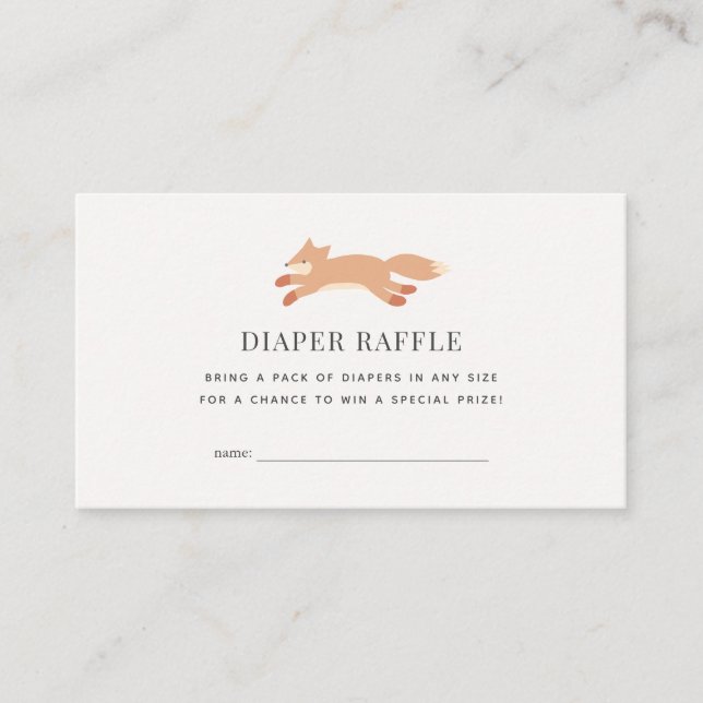 Tarjeta De Recepción Simple boleto para Fox Diaper Raffle (Anverso)