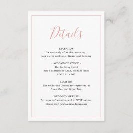 Tarjeta De Recepción Simple borde Rubor Pink Elegant Wedding