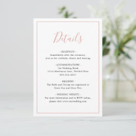 Tarjeta De Recepción Simple borde Rubor Pink Elegant Wedding