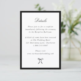 Tarjeta De Recepción Simple Bow Classic Wedding