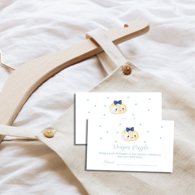 Tarjeta De Recepción Simple Boy Dumpling Diaper Raffle Baby Shower (Simple Boy Dumpling Diaper Raffle Baby Shower Enclosure Card)