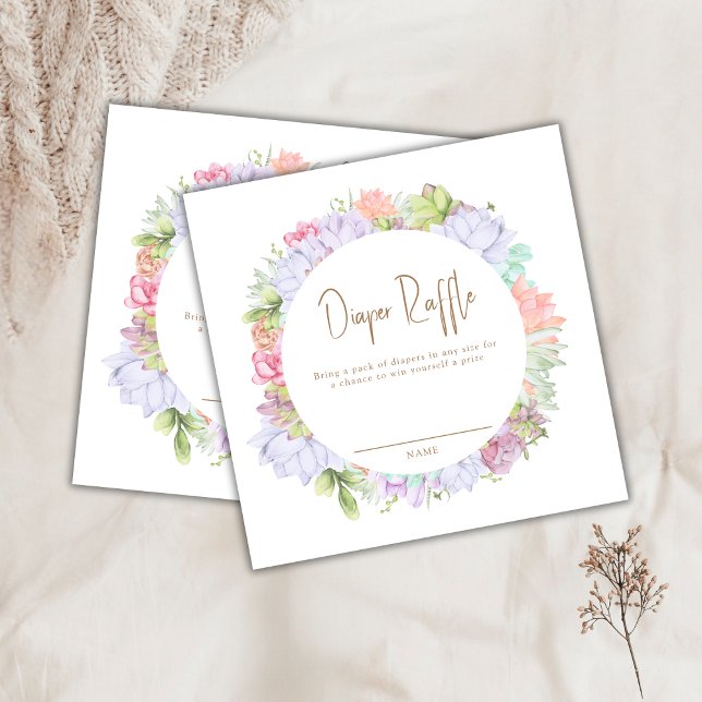 Tarjeta De Recepción Simple Cactus Desert Diaper Raffle Baby Shower (Simple Cactus Desert Diaper Raffle Baby Shower Enclosure Card)
