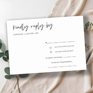 Tarjeta De Recepción Simple caligrafía mínima de guión matrimonio RSVP
