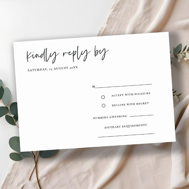 Tarjeta De Recepción Simple caligrafía mínima de guión matrimonio RSVP (Subido por el creador)