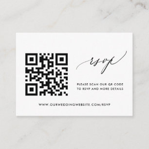 Tarjeta De Recepción Simple caligrafía moderna Boda RSVP Código QR