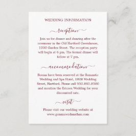 Tarjeta De Recepción Simple caligrafía moderna detalles del Boda de Bor