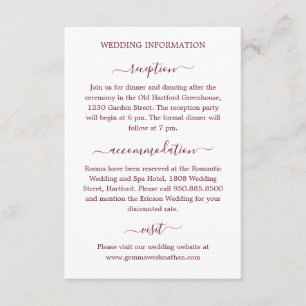 Tarjeta De Recepción Simple caligrafía moderna detalles del Boda de Bor