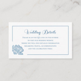 Tarjeta De Recepción Simple Calligraphy Dusty Blue QR Info Wedding