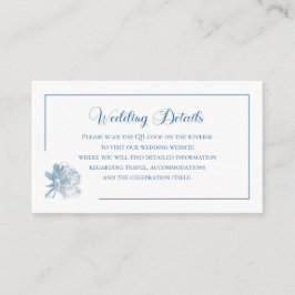Tarjeta De Recepción Simple Calligraphy Dusty Blue QR Info Wedding