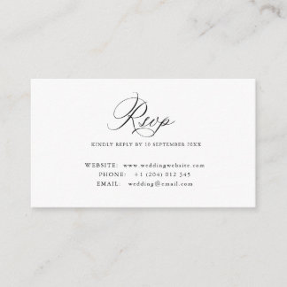 Tarjeta De Recepción Simple calligraphy QR code RSVP card