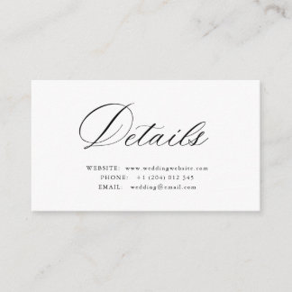 Tarjeta De Recepción Simple calligraphy QR code wedding details card
