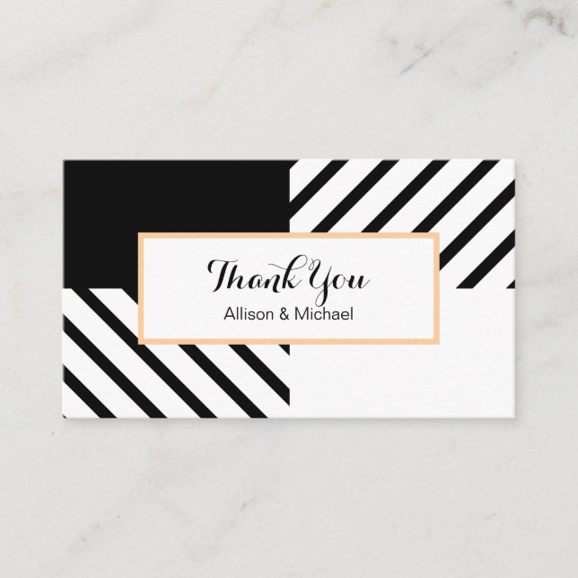 Tarjeta De Recepción Simple Chic Negro y Blanco Moderno Cuadrado (Anverso)
