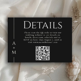 Tarjeta De Recepción Simple Classic Elegant Monograma Detalles del códi