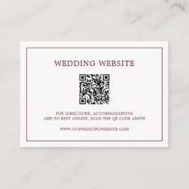 Tarjeta De Recepción Simple Código QR de Monograma de Borgoña Elegante 