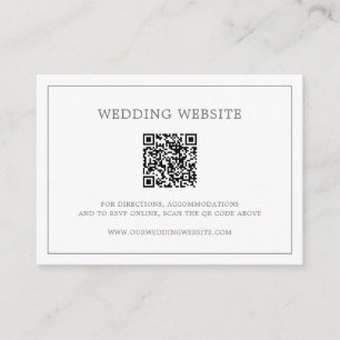 Tarjeta De Recepción Simple Código QR de Monograma Gris Oscuro Elegante