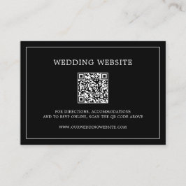Tarjeta De Recepción Simple Código QR de Monograma Negro Elegante Boda