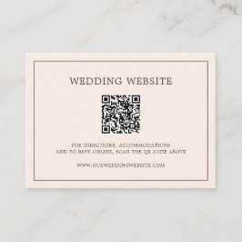 Tarjeta De Recepción Simple Código QR de Monograma Rosa para Boda Elega