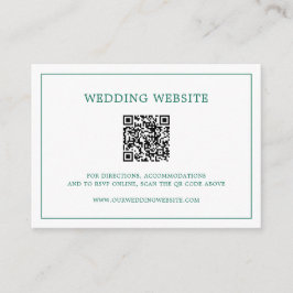 Tarjeta De Recepción Simple Código QR de Monograma Verde Esmeralda Boda