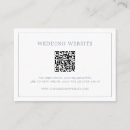 Tarjeta De Recepción Simple Código QR Monograma Azul Polvoriento Elegan