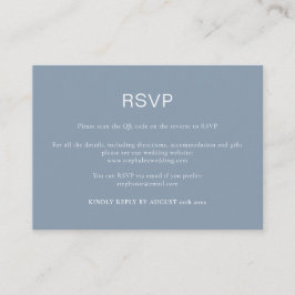 Tarjeta De Recepción Simple Código QR RSVP Azul Polvoriento