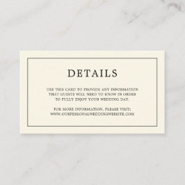 Tarjeta De Recepción Simple Crema Monograma Boda Elegante