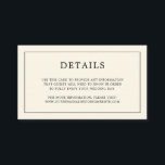 Tarjeta De Recepción Simple Crema Monograma Boda Elegante<br><div class="desc">Tarjeta de inclusión de boda simple y pequeña con un diseño moderno y elegante con tus detalles rodeados de un borde delgado y tu monograma en la parte posterior. Todos los elementos de diseño están en negro sobre un fondo neutro marfil / crema y pueden ser cambiados en la herramienta...</div>