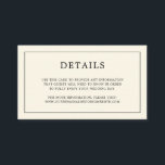 Tarjeta De Recepción Simple Crema Monograma Boda Elegante<br><div class="desc">Tarjeta de inclusión de boda simple y pequeña con un diseño moderno y elegante con tus detalles rodeados de un borde delgado y tu monograma en la parte posterior. Todos los elementos de diseño están en negro sobre un fondo neutro marfil / crema y pueden ser cambiados en la herramienta...</div>