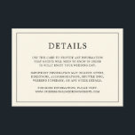 Tarjeta De Recepción Simple Crema Monograma Elegante Boda<br><div class="desc">Una sencilla tarjeta de gabinete boda con un diseño moderno y elegante con sus detalles rodeados de un delgado borde. Todo el texto está en negro sobre un fondo de marfil. Las fuentes y los colores de fondo pueden cambiarse a los colores que desee pulsando el botón "personalizar". Una moda...</div>