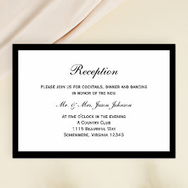 Tarjeta de recepción simple de matrimonio en el bo