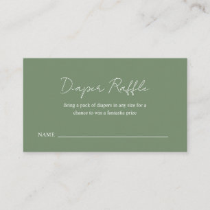Tarjeta De Recepción Simple Diaper Raffle Sage Green Baby Shower