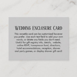 Tarjeta De Recepción Simple DIY Custom Wedding Gris pálido