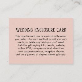 Tarjeta De Recepción Simple DIY Custom Wedding Rubor Pink
