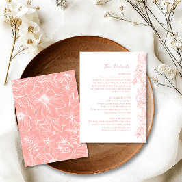 Tarjeta De Recepción Simple Dusty Pink Floral Garden Wedding Details