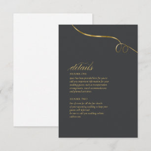 Tarjeta De Recepción Simple Elegance Boda Detalles Carbón ID1022