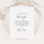 Tarjeta De Recepción Simple Elegante<br><div class="desc">Esta sencilla y elegante tarjeta de recepción de agradecimiento es perfecta para su moderna recepción minimalista de bodas en blanco y negro. El diseño presenta un tipo de letra contemporáneo mínimo acompañado de caligrafía formal. ¡Manténgalo como está,  o elige personalizarlo con tu propia obra de arte o fotos!</div>