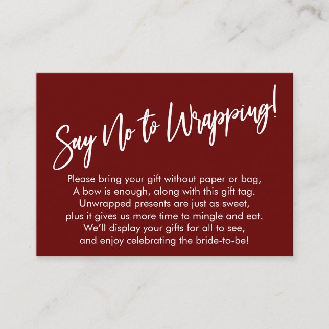 Tarjeta De Recepción Simple escritura a mano: ¡No al envolvimiento! (Anverso)