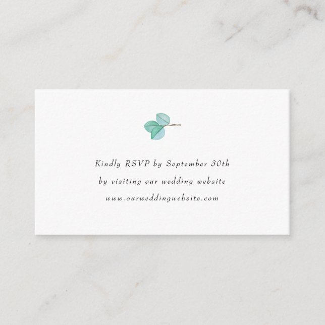 Tarjeta De Recepción Simple Eucalyptus Deja la boda rsvp online (Anverso)