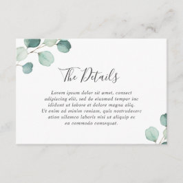 Tarjeta De Recepción Simple Eucalyptus Greenery Elegante Boda