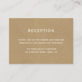 Tarjeta De Recepción Simple Faux Rustic Kraft Wedding