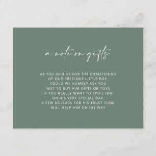 Tarjeta De Recepción Simple Green Baptism Wire Well Enclosure Card