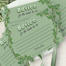 Tarjeta De Recepción Simple Greenery Bridal Shower Advice For The Bride