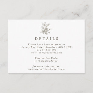 Tarjeta De Recepción Simple Línea Dibujada Acorn & Pinecone Boda Caída