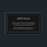 Tarjeta De Recepción Simple matrimonio elegante monograma negro<br><div class="desc">Simple tarjeta de gabinete boda pequeña con un diseño moderno y elegante con sus detalles rodeados por un borde delgado y su monograma en la parte posterior. Todos los elementos de diseño están en blanco sobre un fondo negro y pueden cambiarse en la herramienta de edición de diseño. Una moda...</div>