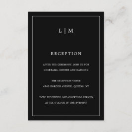 Tarjeta De Recepción Simple matrimonio elegante monograma negro