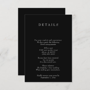 Tarjeta De Recepción Simple Minimalista moderno Boda blanco y negro